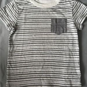 Cat & Jack Gray Striped Short Sleeve Tee with Gray Pocket